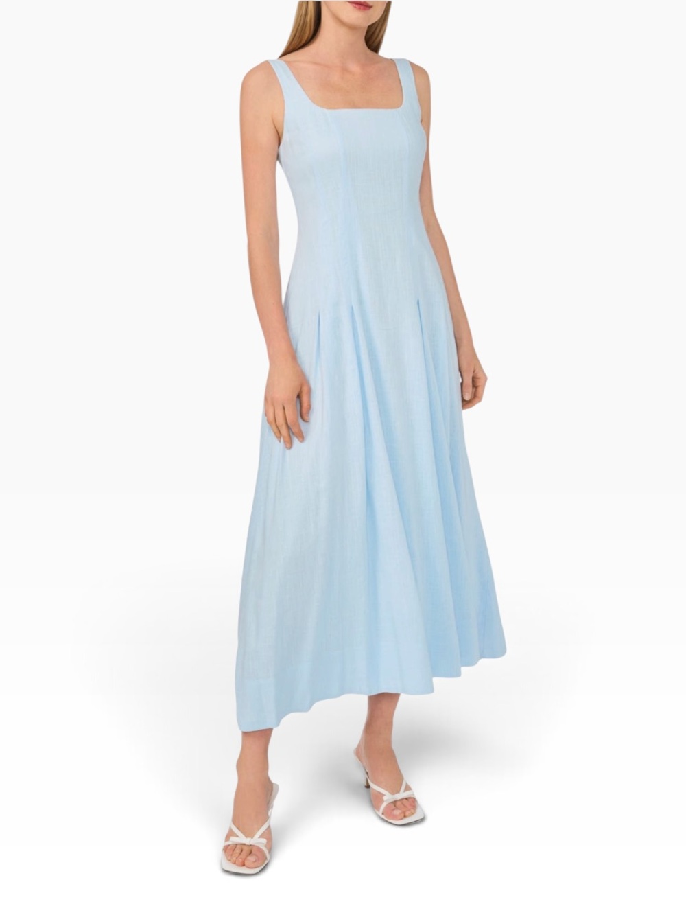 TED BAKER sleeveless Pleated Minidress in pale blue SZ M